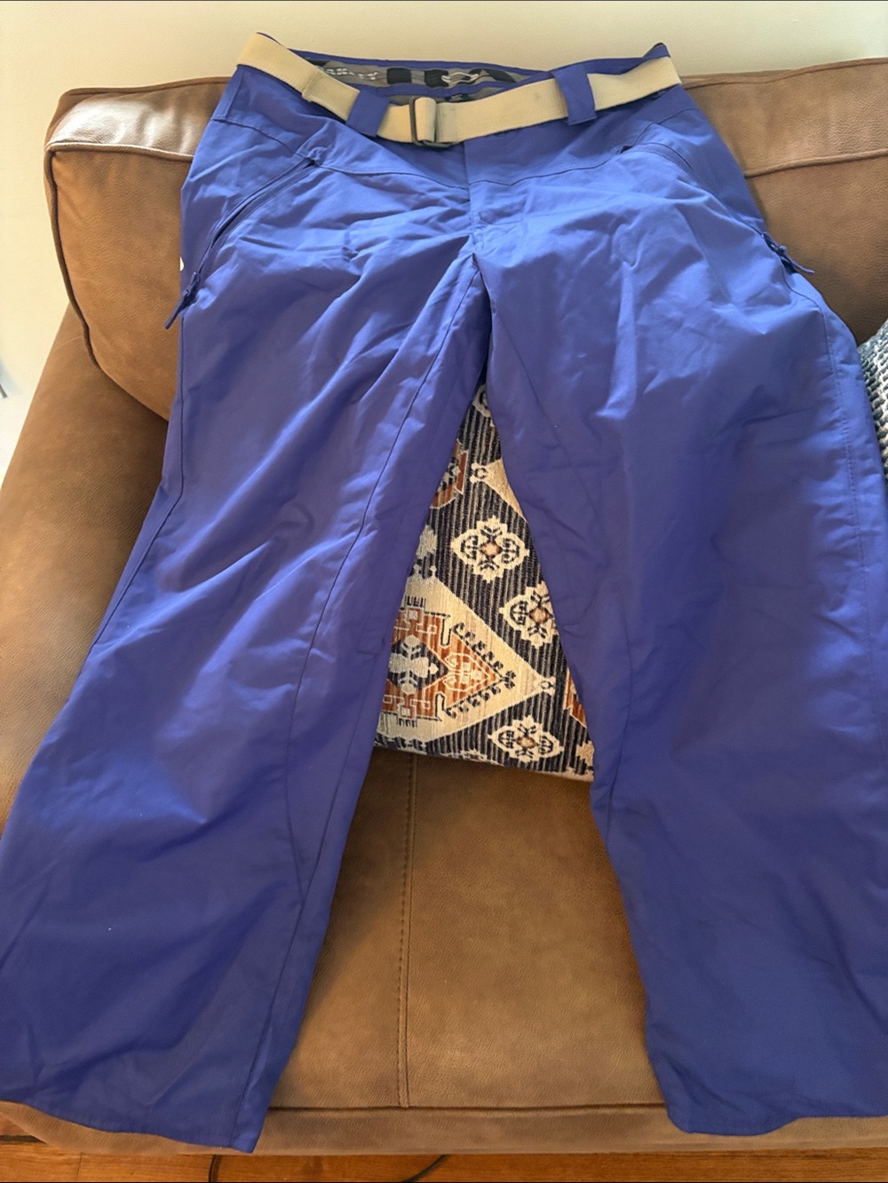 Oakley Blue Ski Cargo Pants with Tan Belt Size Large